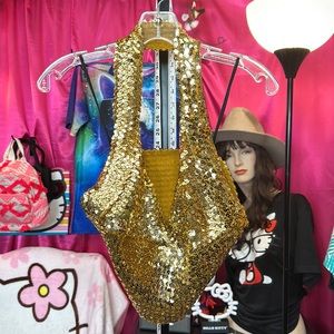187 Vintage gold sequin tank